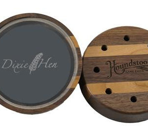 The Dixie Hen Glass has a sound of its own with a aluminum sound board! It is very user friendly making some of the sweetest yelps, cuts and clucks. The Dixie Hen series has been a staple in our line up and in our turkey vests since the day it came to light. Comes with a Diamondwood striker.
